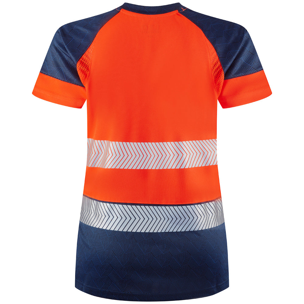 Leo LORNA Hi-Vis Orange/Navy Print Long Sleeve T-Shirt TL16-O/NP-LEO