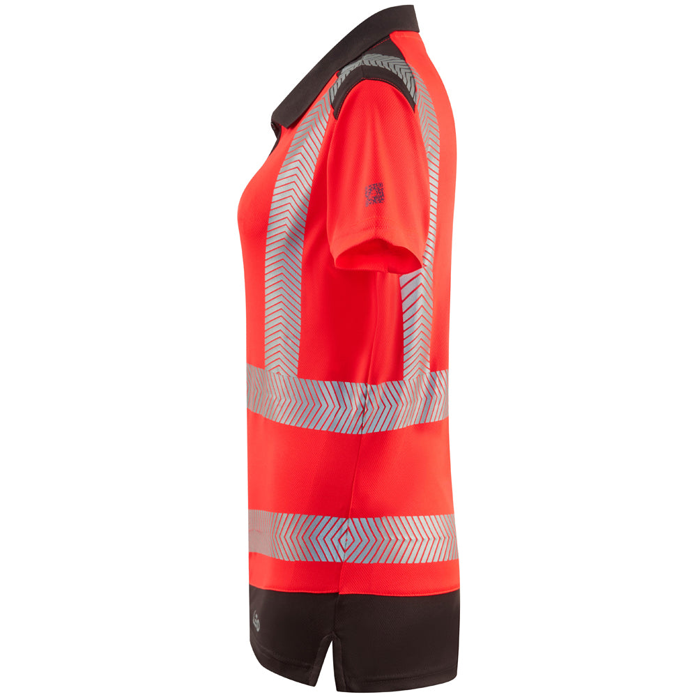 Leo ELMSCOTT Women's Hi-Vis Red/Grey Polo Shirt PL14-R/GY-LEO