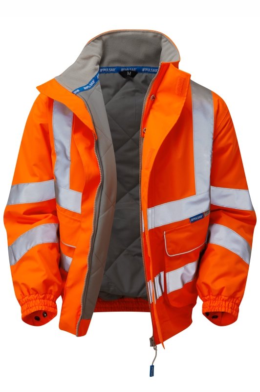 Hi-Vis Orange Padded Bomber Jacket Waterproof PR496-ORG