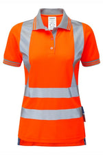 Women's Hi-Vis Orange Polo Shirt Moisture Wicking PR701-ORG