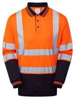 PULSAR Protect Hi-Vis Long Sleeve Polo Shirt Orange P303-R