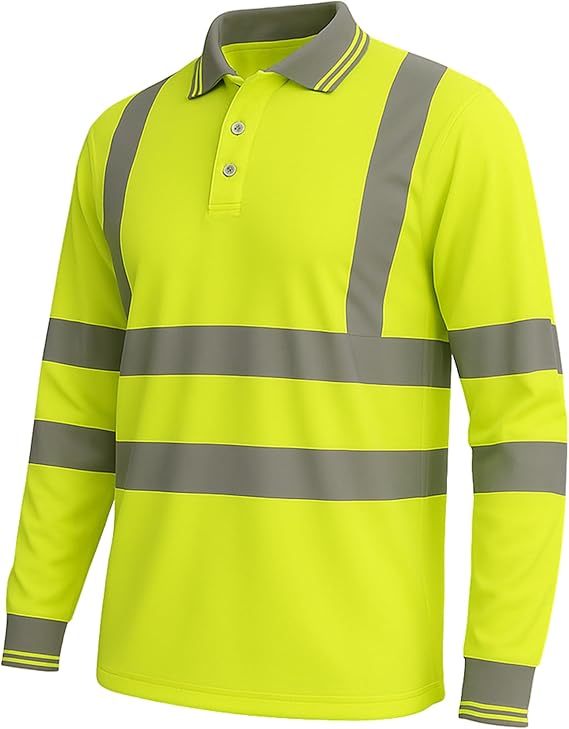 Step Ahead Hi Vis Visibility Long Sleeve Polo Shirts Safety Work-wear