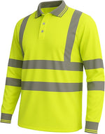 Step Ahead Hi Vis Visibility Long Sleeve Polo Shirts Safety Work-wear