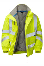 Hi-Vis Yellow Padded Bomber Jacket Waterproof P191-YEL