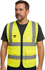 Step Ahead Executive Hi-Vis Vest – EN20471 Certified High Visibility Workwear with Utility Pockets