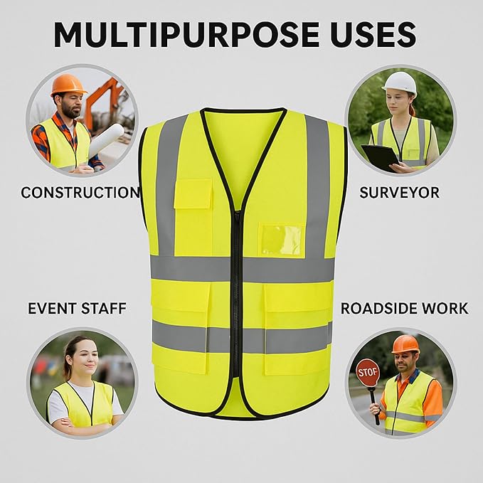Step Ahead Executive Hi-Vis Vest – EN20471 Certified High Visibility Workwear with Utility Pockets