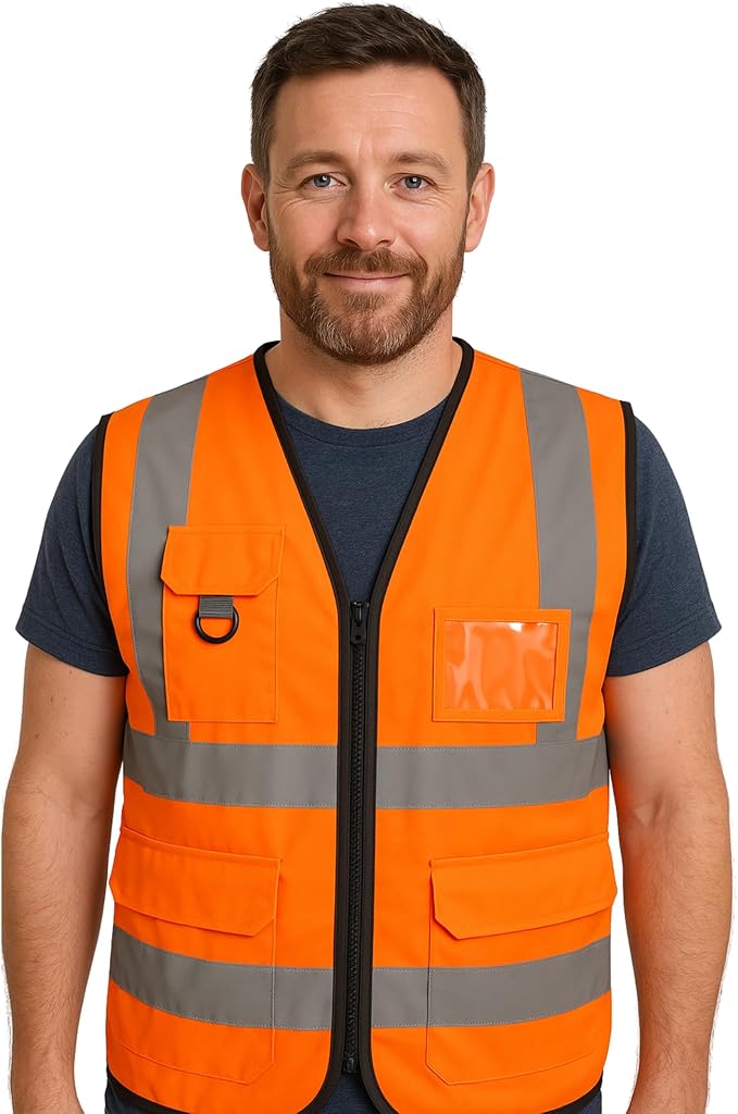 Step Ahead Executive Hi-Vis Vest – EN20471 Certified High Visibility Workwear with Utility Pockets