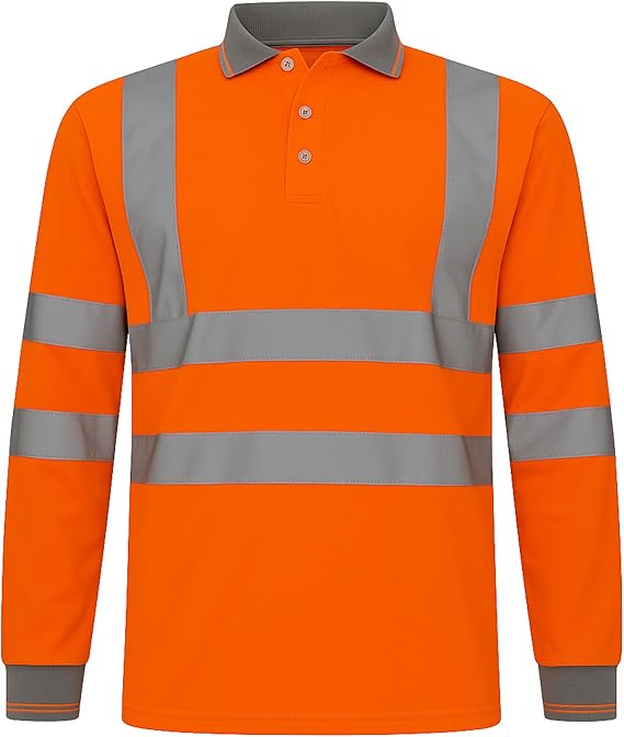 Step Ahead Hi Vis Visibility Long Sleeve Polo Shirts Safety Work-wear