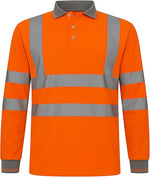Step Ahead Hi Vis Visibility Long Sleeve Polo Shirts Safety Work-wear