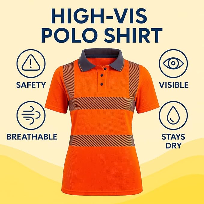Women’s Premium High Visibility Polo Shirt – UPF 40+, EN ISO 20471
