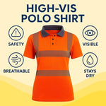 Women’s Premium High Visibility Polo Shirt – UPF 40+, EN ISO 20471