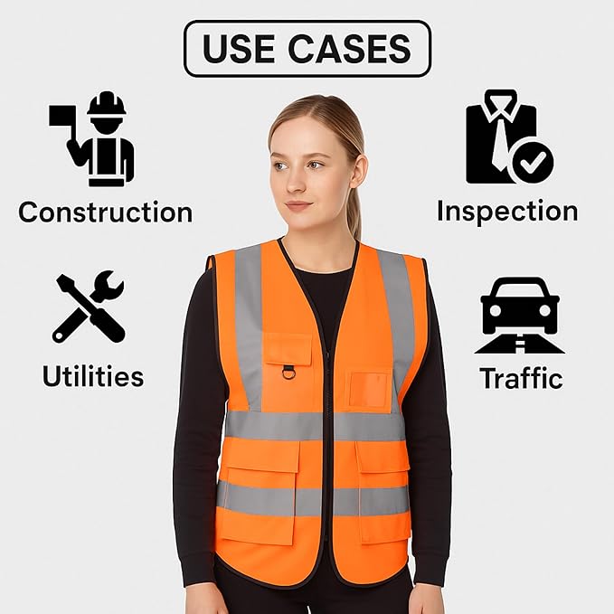 Step Ahead Executive Hi-Vis Vest – EN20471 Certified High Visibility Workwear with Utility Pockets