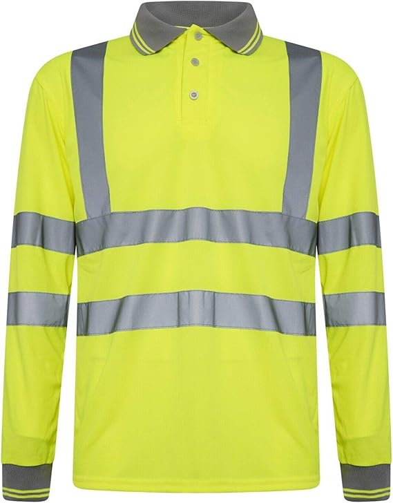 Step Ahead Hi Vis Visibility Long Sleeve Polo Shirts Safety Work-wear