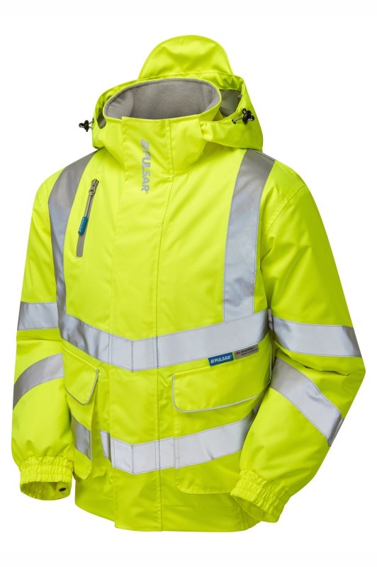 Hi-Vis Yellow Padded Bomber Jacket Waterproof P191-YEL