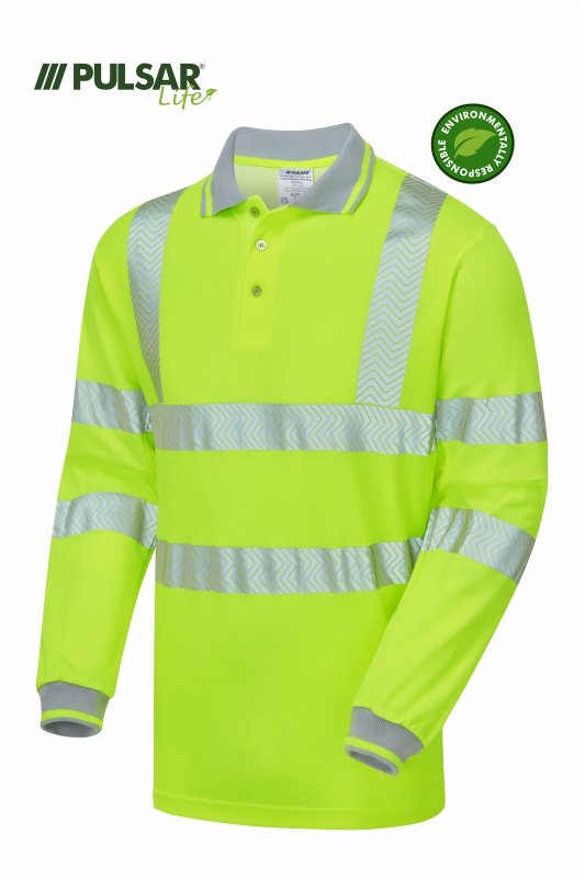 PULSAR LIFE Women's Hi-Vis Yellow Long Sleeve Polo Shirt LFE953