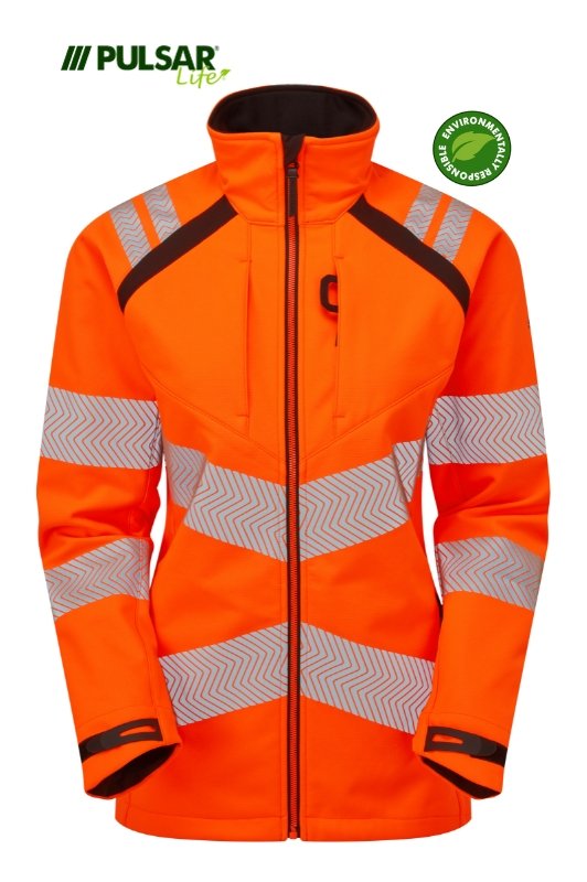 PULSAR LIFE Women's Hi-Vis Orange Softshell Jacket LFE966-ORG