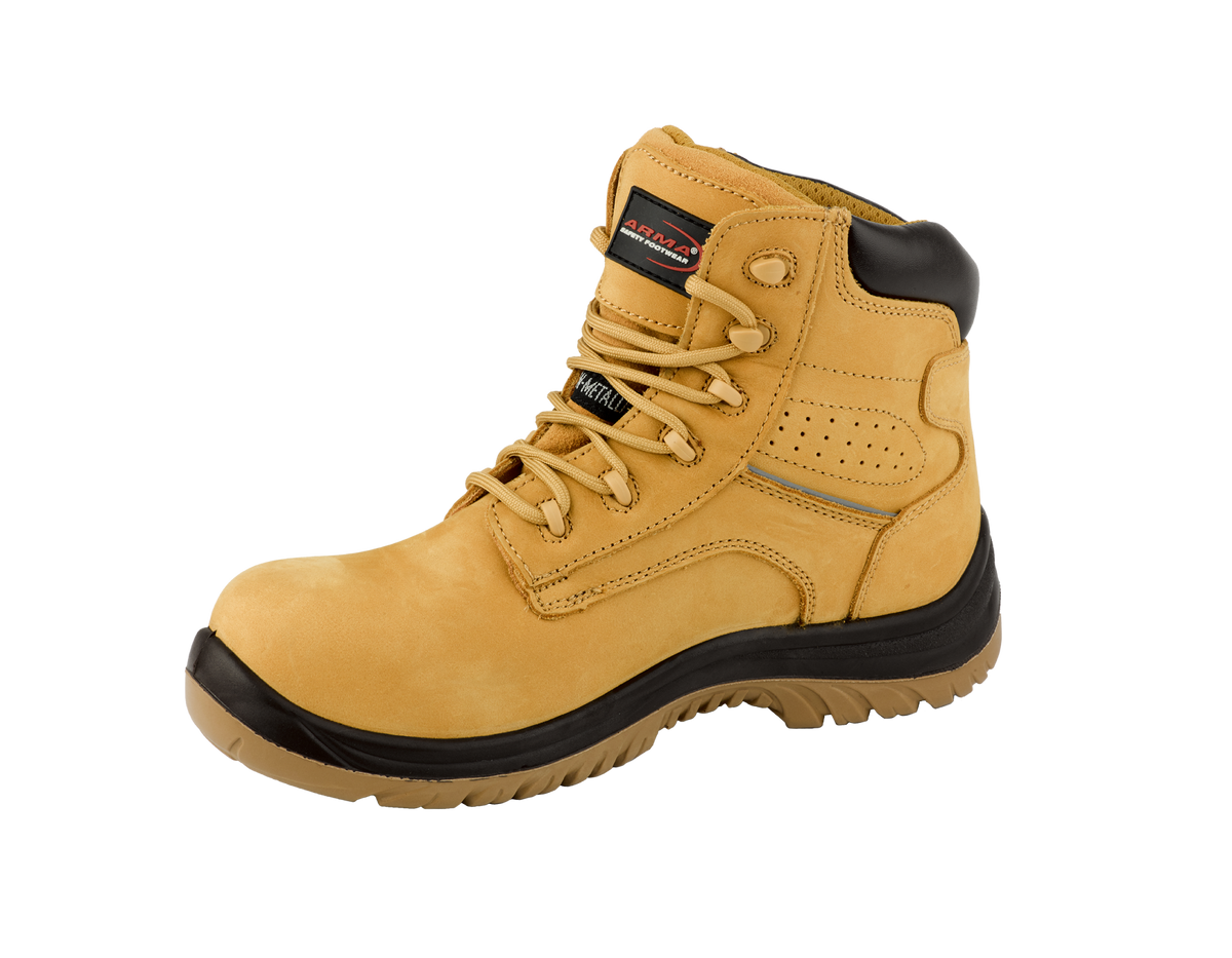 A15-STRYKER S3 Waterproof Metal-Free Safety Boots – Honey Nubuck Leather, SRC Slip Resistant
