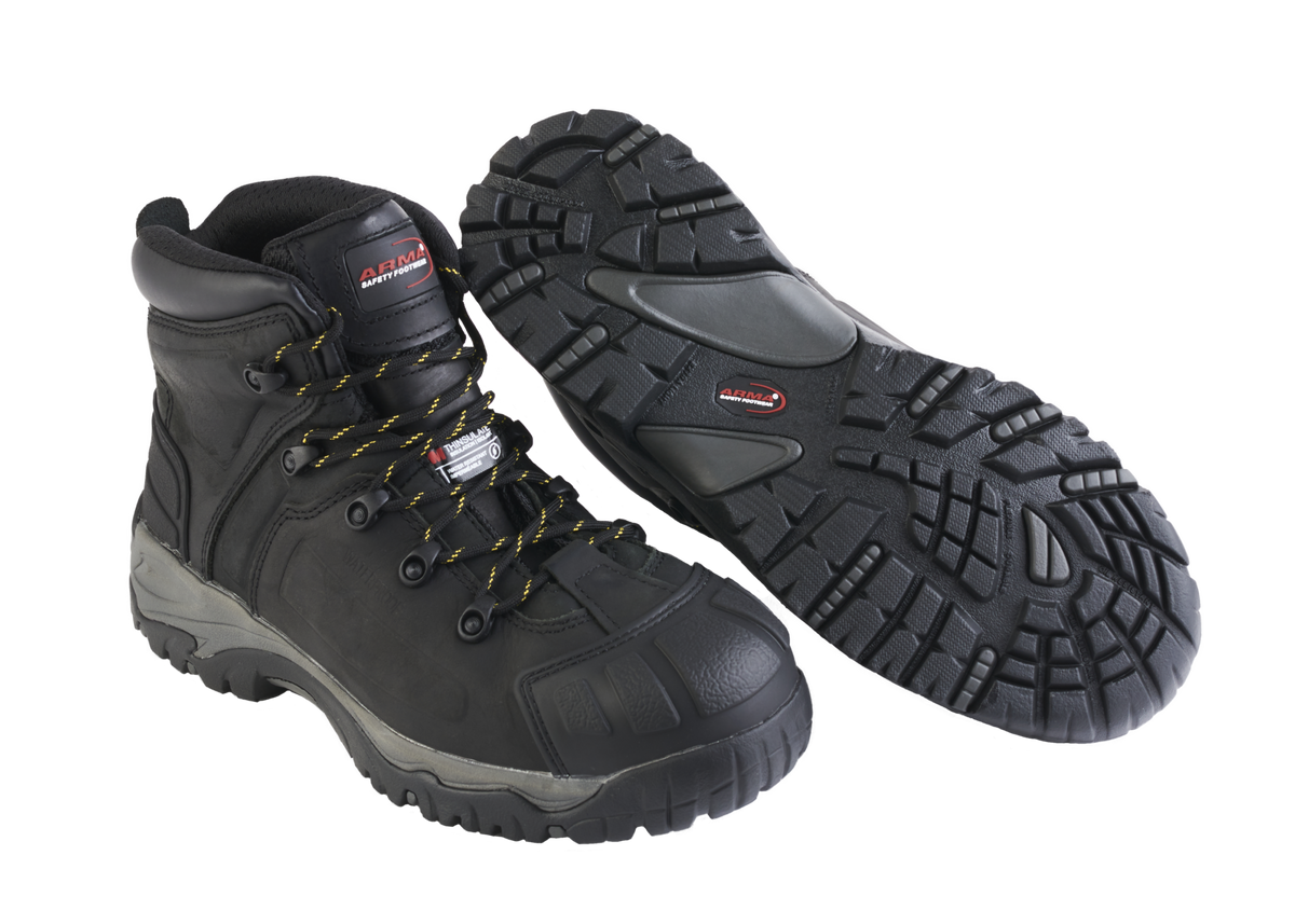 A24-WILDCAT S3 Waterproof Safety Boot – Black Leather, Metal-Free, Thinsulate-Lined