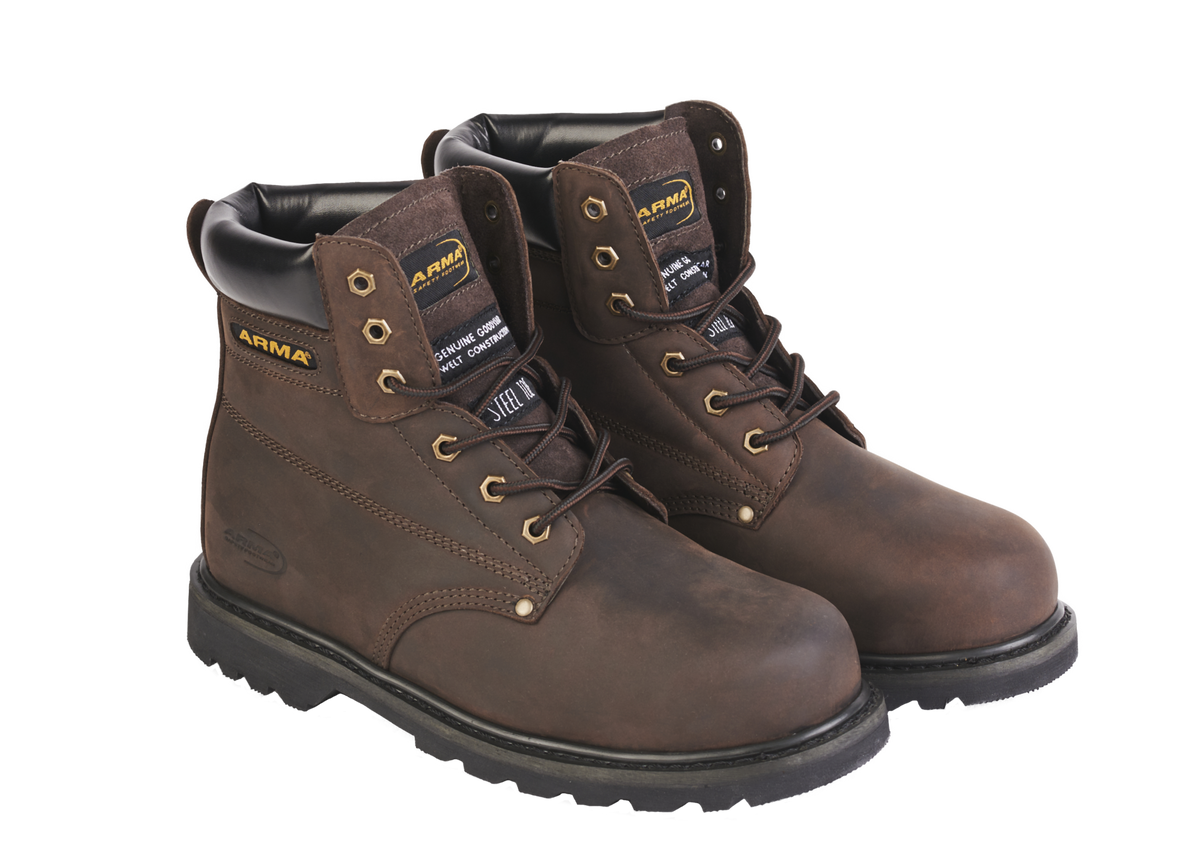 A29-CHALLENGER S3 SRC HRO Brown Leather Safety Boots – Work Footwear