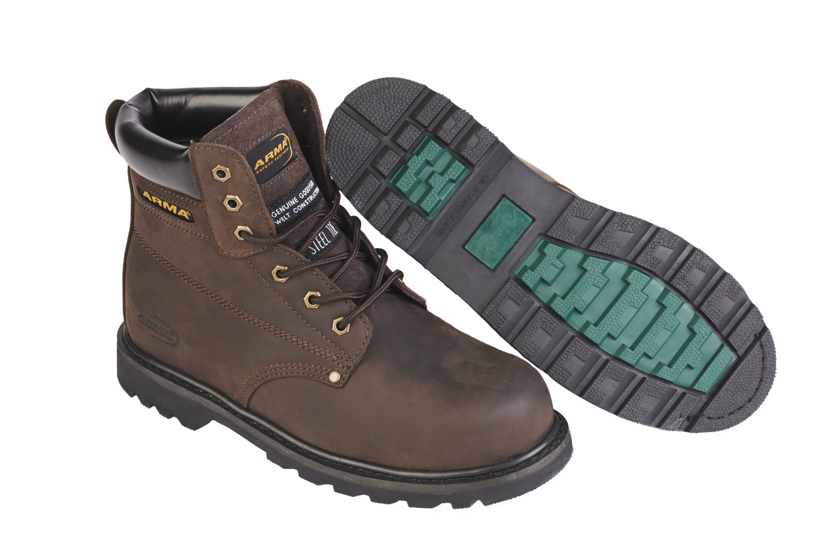 A29-CHALLENGER S3 SRC HRO Brown Leather Safety Boots – Work Footwear