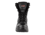 A8-SCOUT S3 Waterproof Metal-Free Safety Combat Boots – Black Leather, Memory Foam, SRC Rated
