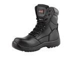 A8-SCOUT S3 Waterproof Metal-Free Safety Combat Boots – Black Leather, Memory Foam, SRC Rated