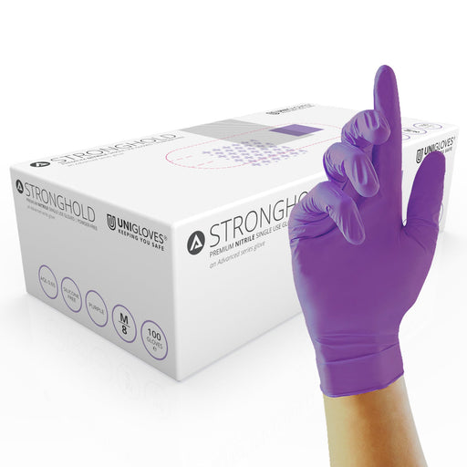 Unigloves Stronghold Purple Nitrile Powder Free Disposable Gloves