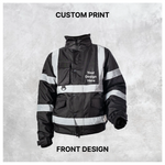 Custom Print Hi-Vis Waterproof Bomber Jacket - Black