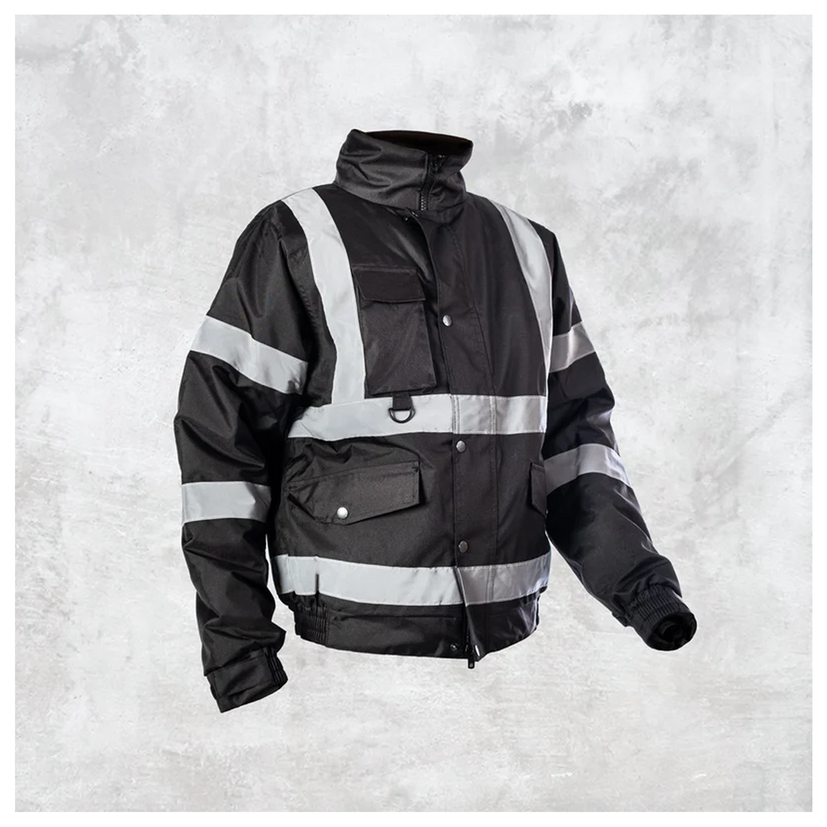 Custom Print Hi-Vis Waterproof Bomber Jacket - Black