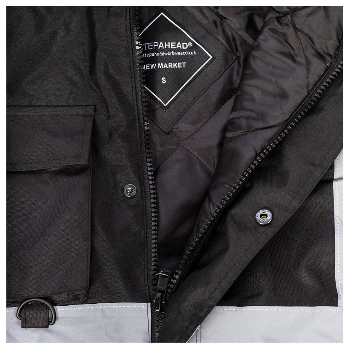 Custom Print Hi-Vis Waterproof Bomber Jacket - Black