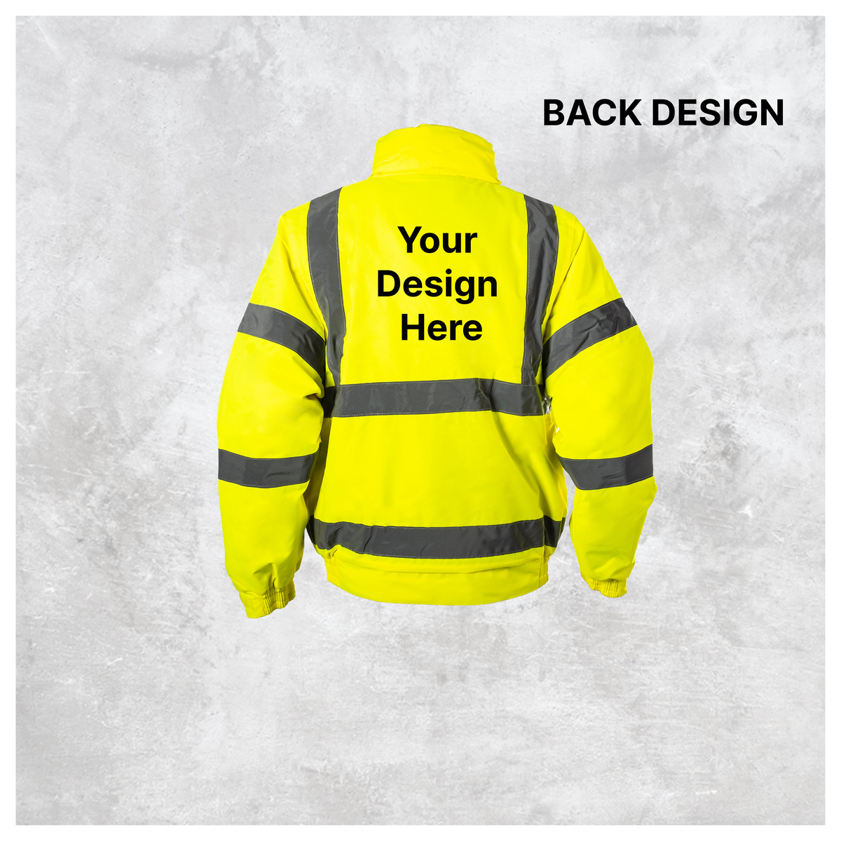 Custom Print Hi-Vis Waterproof Bomber Jacket - Yellow