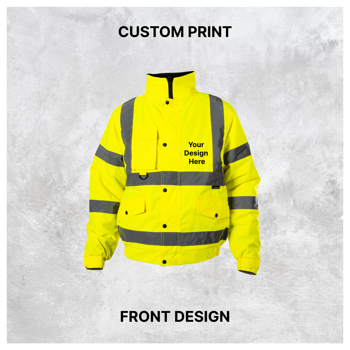 Custom Print Hi-Vis Waterproof Bomber Jacket - Yellow