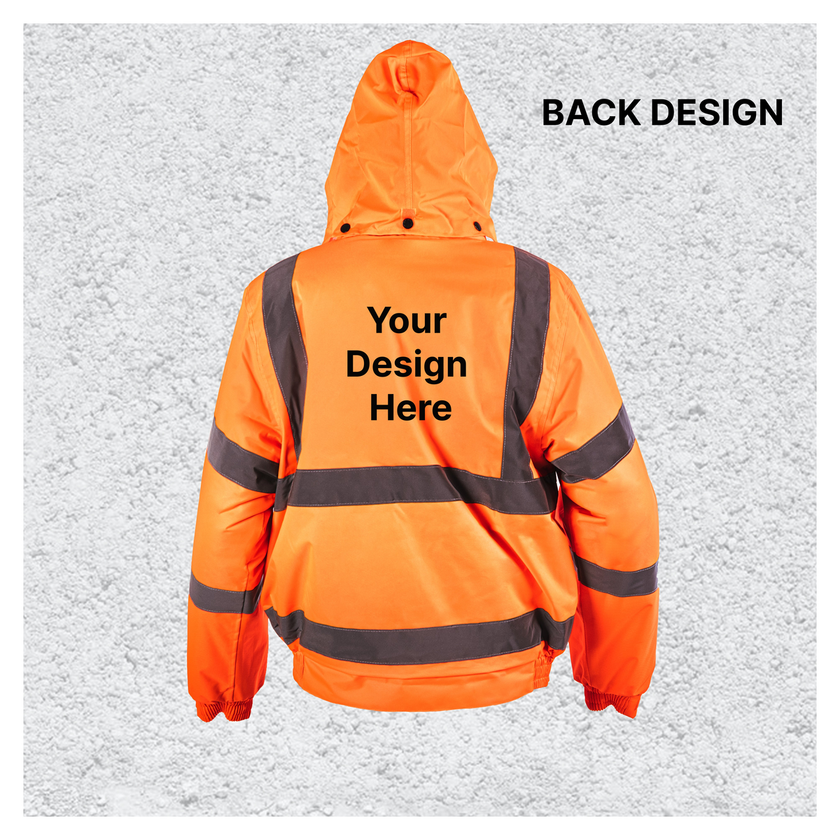 Custom Print Hi-Vis Waterproof Bomber Jacket - Orange