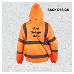 Custom Print Hi-Vis Waterproof Bomber Jacket - Orange