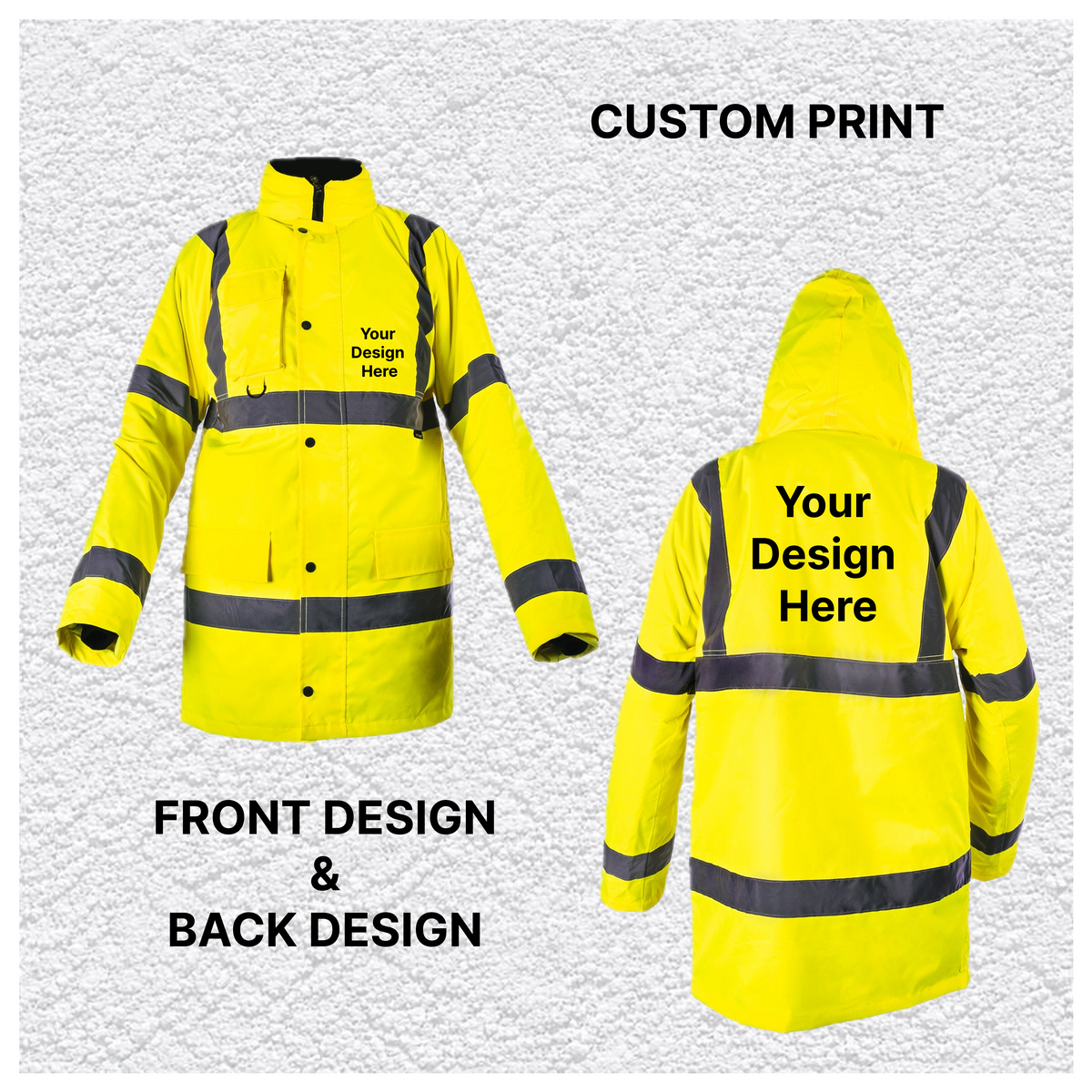 Custom Print Hi Vis Waterproof Parka Jacket – Yellow