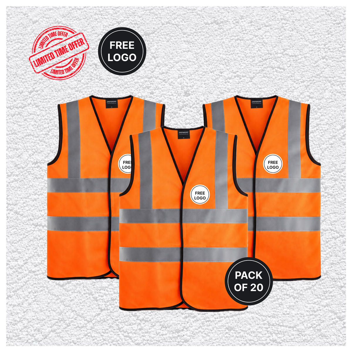 20 X Custom Print Hi Vis Safety Vest