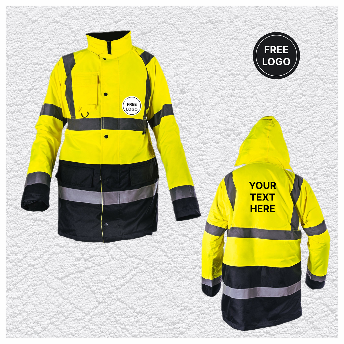 5 X Custom Print Hi Vis Two Tone Parka Jacket