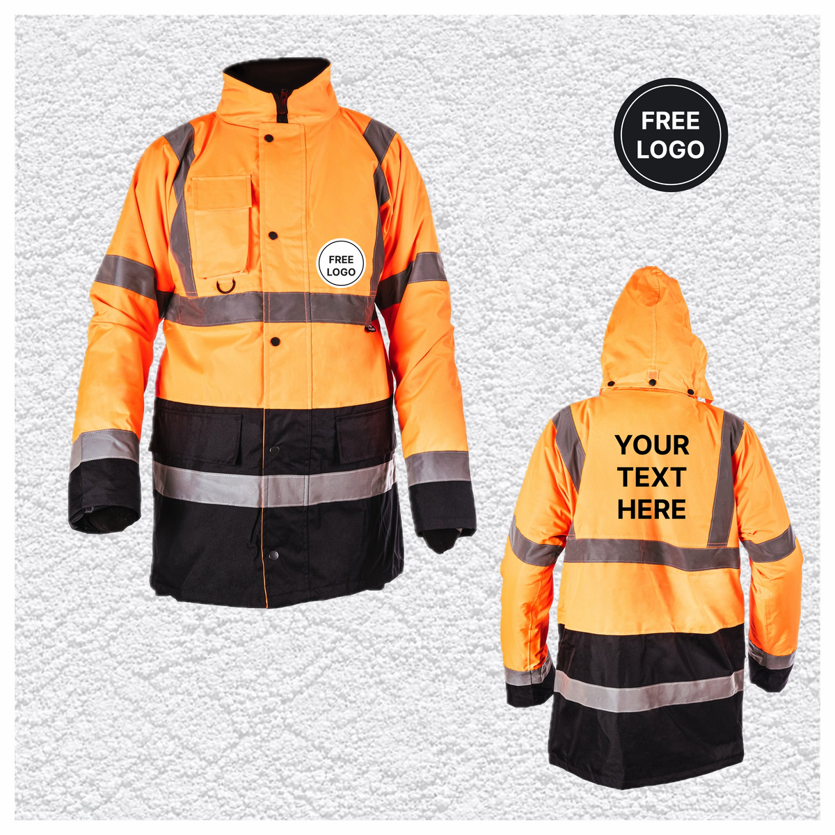 5 X Custom Print Hi Vis Two Tone Parka Jacket