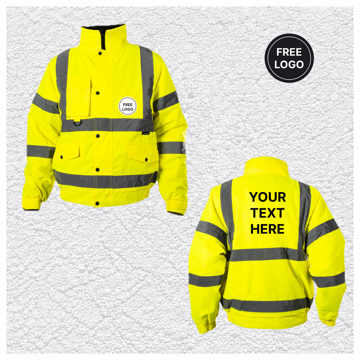 5 X Custom Print Hi-Vis Waterproof Bomber Jacket