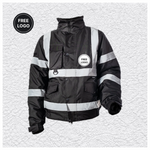 5 X Custom Print Hi-Vis Waterproof Bomber Jacket - Black