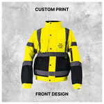 Custom Print Hi-Vis Waterproof Bomber Jacket - Yellow/Navy