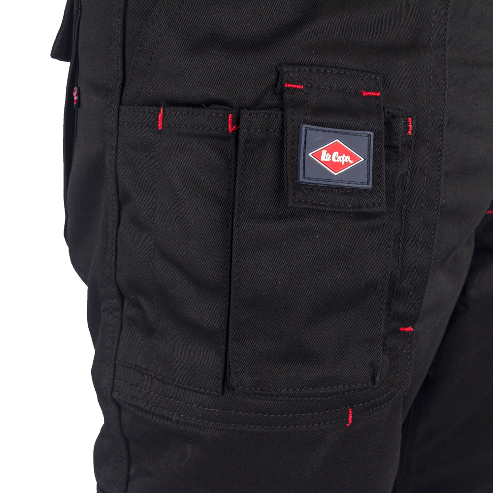Lee Cooper LCPNT206 Black Multi-Pocket Cargo Trouser – Durable Workwear with Knee Pad Pocket