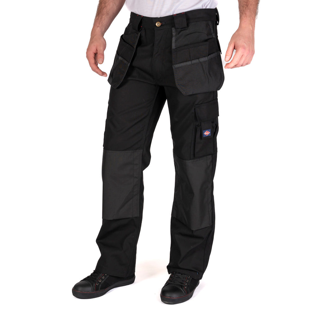Lee Cooper LCPNT216 Black Holster Pocket Cargo Trousers – Durable Workwear with Multiple Utility Pockets