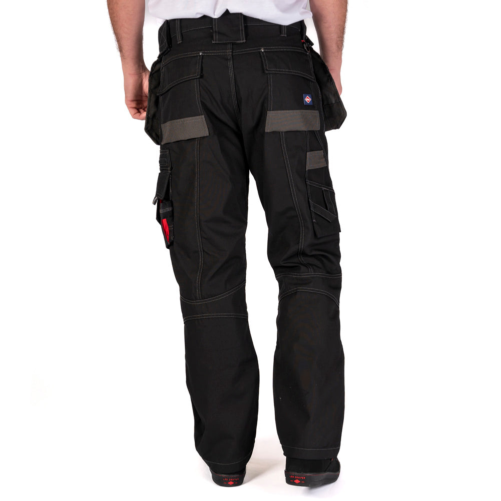 Lee Cooper LCPNT224 Black Holster Pocket Cargo Trousers – Heavy-Duty, Flexible & Site-Ready