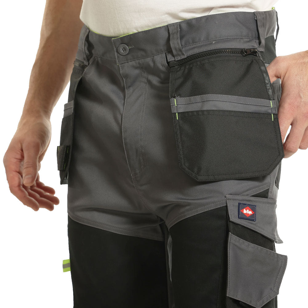 Lee Cooper LCSHO812 Stretch Holster Cargo Shorts – Hi-Vis Trim, Multi-Pocket Utility
