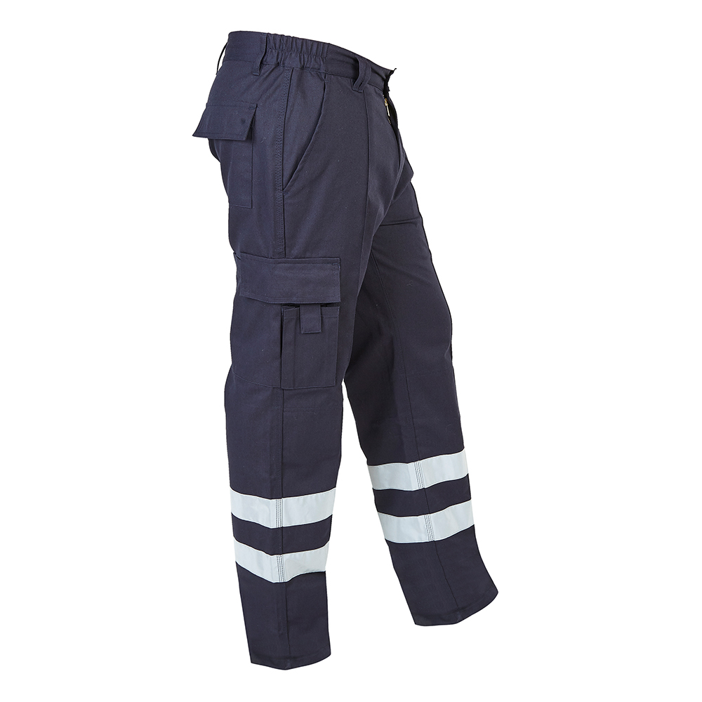 Himalayan H832 Titanium Navy Work Trouser with Reflective Strips
