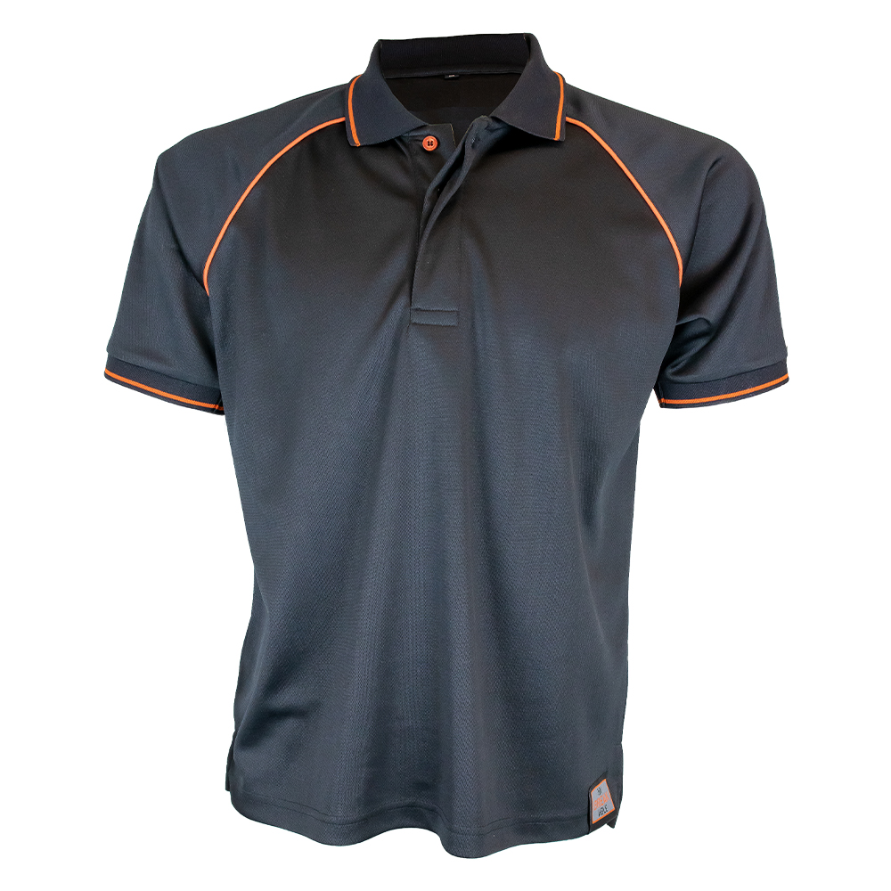Unbreakable U400 Newark Black Polo Shirt with Orange Trim – Breathable & Quick Dry Workwear