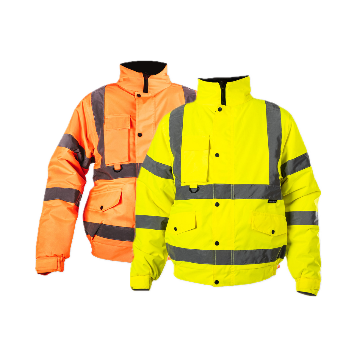 Hi-Viz Bomber Jacket | Class 3 Waterproof Workwear with Fleece Collar