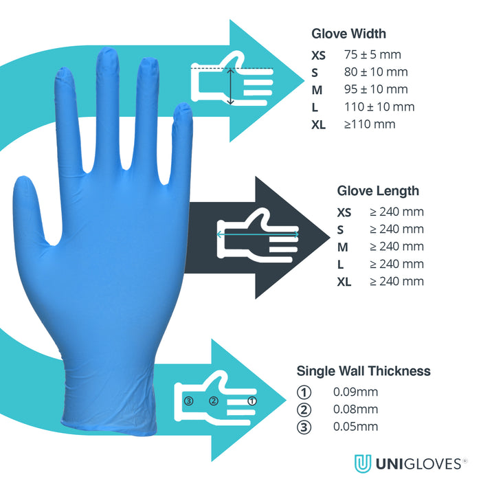 unigloves blue nitrile gloves are lightweight but extra strong