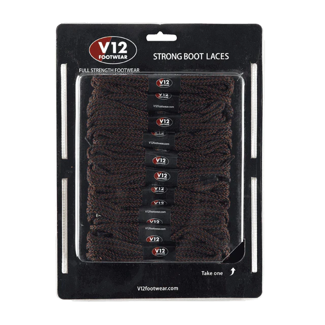V12 140cm Black Boot Laces – Pack of 10 Pairs
